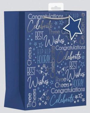 Giftmaker Male Blue Celebration Gift Bag Medium