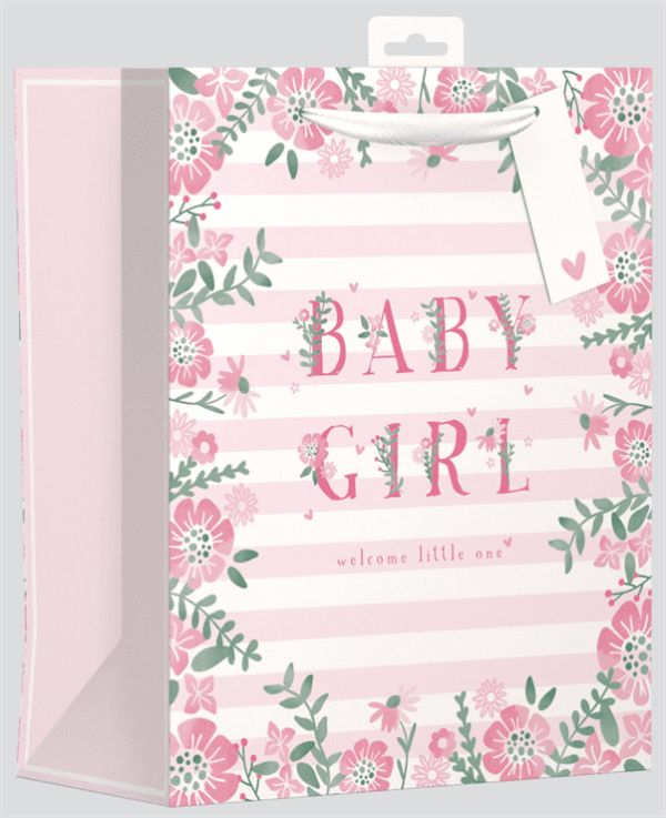 Premium Giftmaker floral baby girl gift bag large