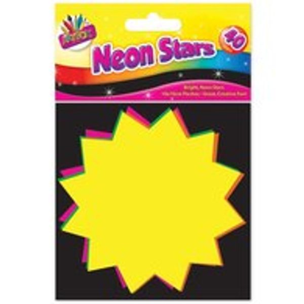 Premium Artbox fluorescent stars 10cm x 10cm pack of 40