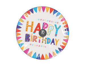 Pop Happy Birthday Disposable Paper Plates 22.8cm Pack Of 10