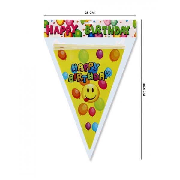 Emoji Happy Birthday Banner Yellow Flag Design