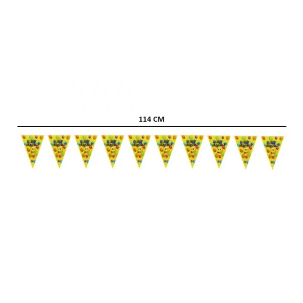 Emoji Happy Birthday Banner Yellow Flag Design