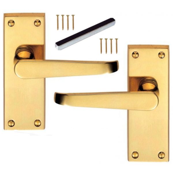 Brass Pair Victorian Lever Latch 100mm X 40mm