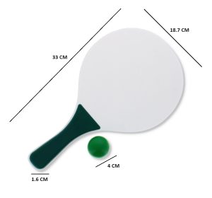 Green Beach Tennis Set: Wood Bat & Ball 3PC