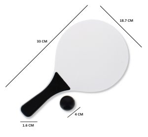 Wooden Beach Tennis Set: 3PC Bat & Ball Black