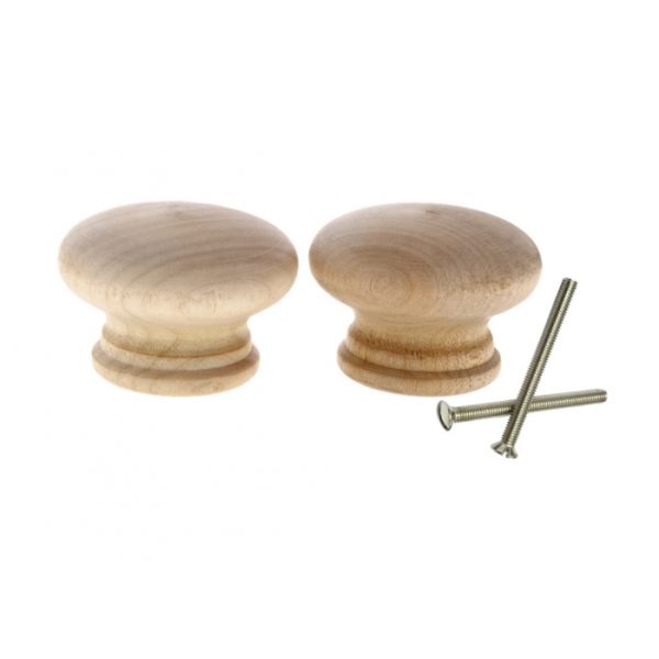 Varnished Pine Knobs- 40mm, Pack Of 2