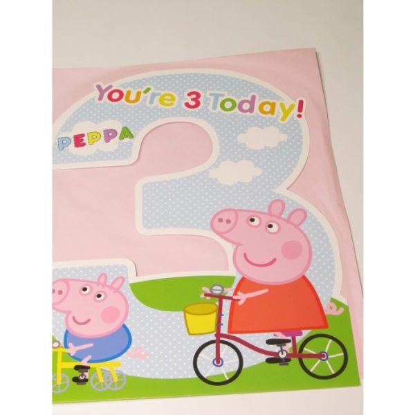 Peppa Pig Age 3 Cut Out Ex Large Birthday Card