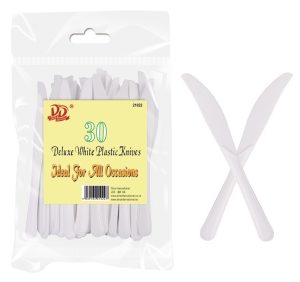 Deluxe White Plastic Knives 30 pc