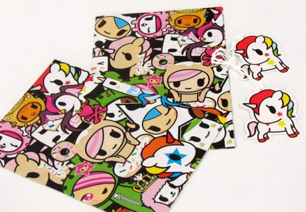 TOKIDOKI 2 SHEETS OF GIFTWRAP & 2 TAGS