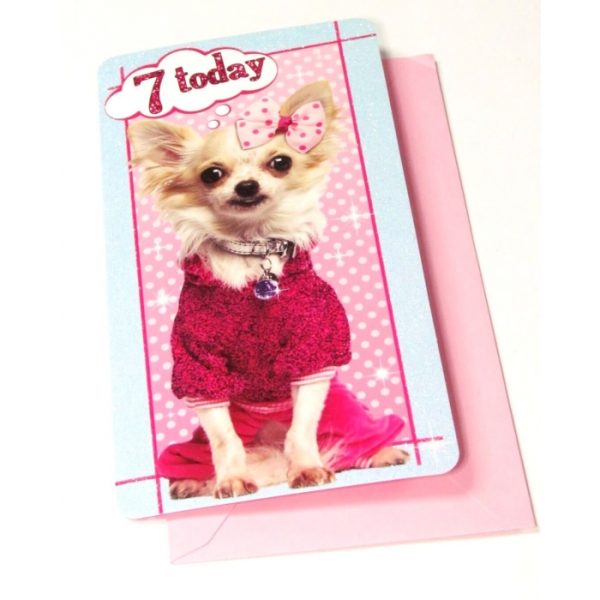 Cute Dog Age 7 Birthday Card