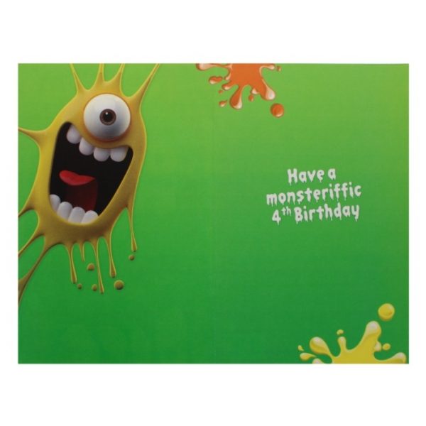 Monster Birthday Card Age 4