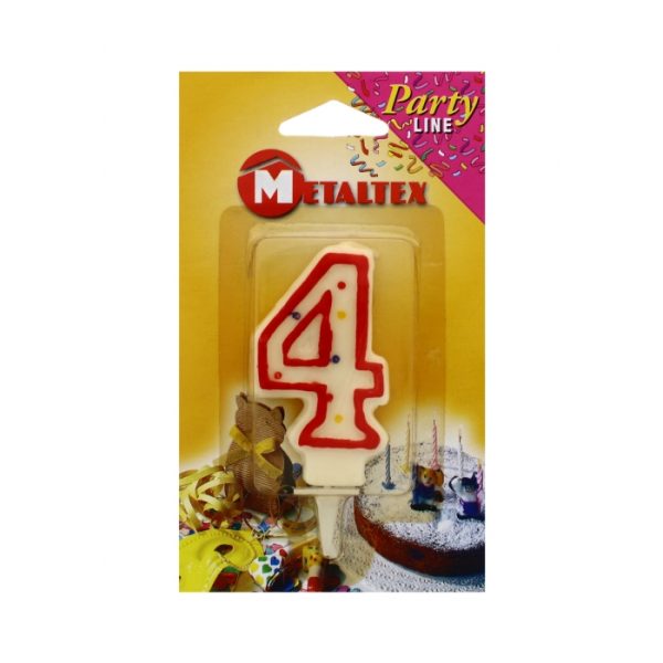 Birthday Cake Candle Age 4 With Holder