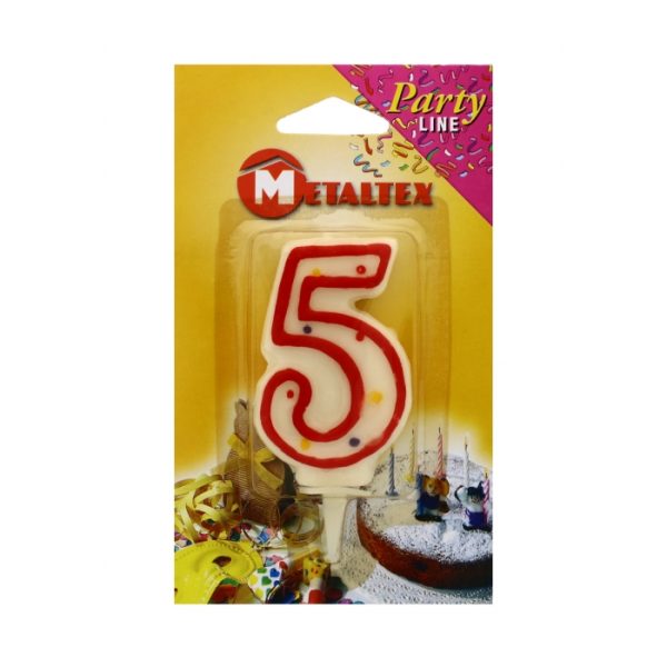 Birthday Cake Candle Age 5 with Holder