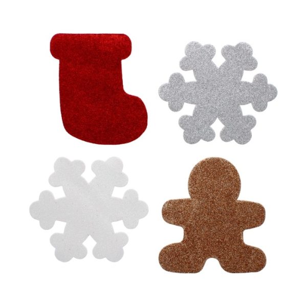 Christmas Glittered Foam Shapes