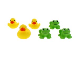 Rubber Frogs & Ducks Bath Toys 3 Pc