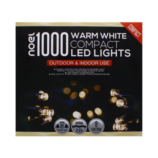 1000 Warm White Compact LED Christmas Light Outdoor & Indoor