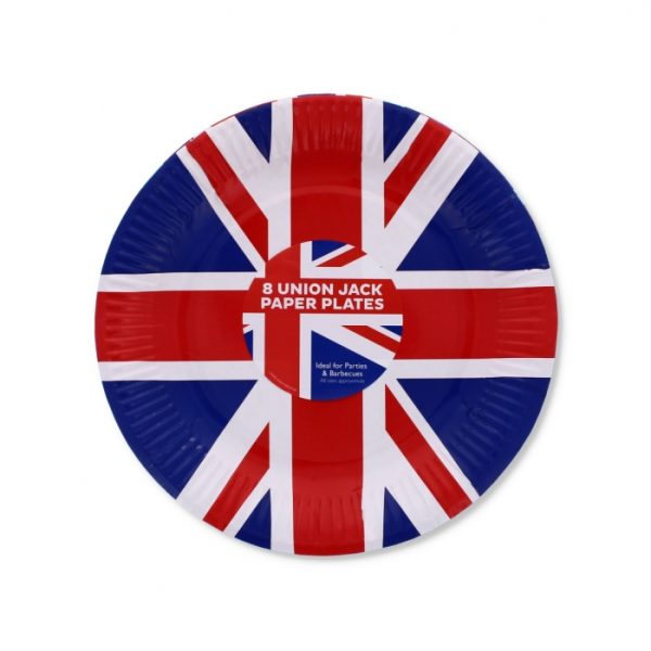 Union Jack Paper Plates Pack Of 8 British Decor