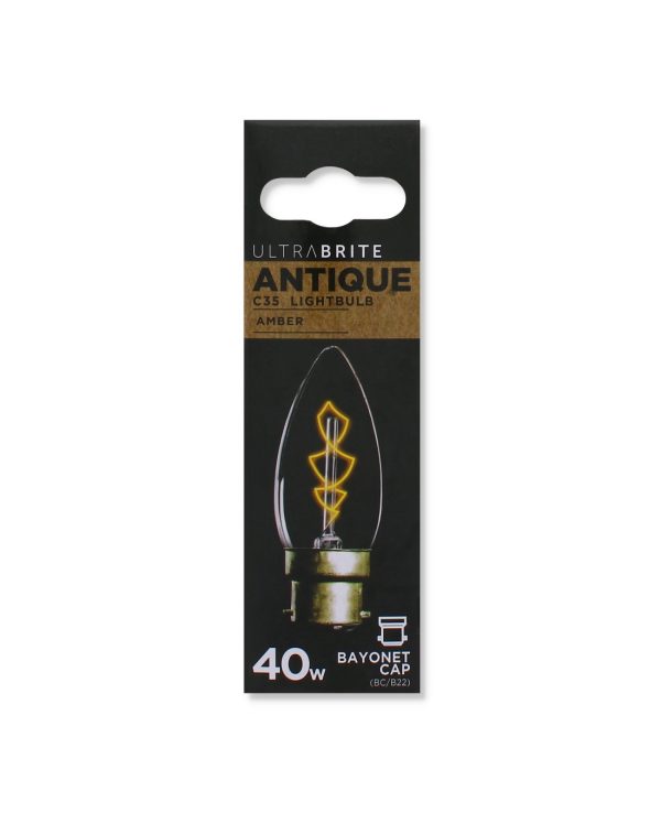 40w Ultrabrite Antique Light Bulb/ B22-Amber