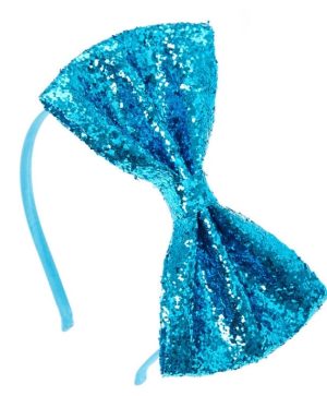 Sequin Bow Headband Blue