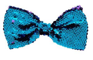 Sequin Bow Clip Blue