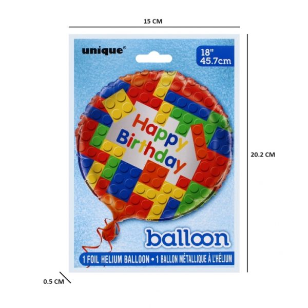 18in Foil Helium Building Blocks Birthday Balloon