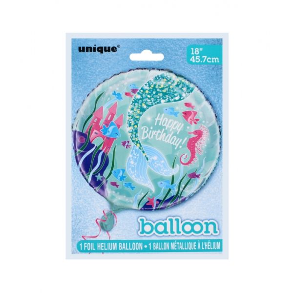 18in Foil Helium Mermaid Birthday Balloon