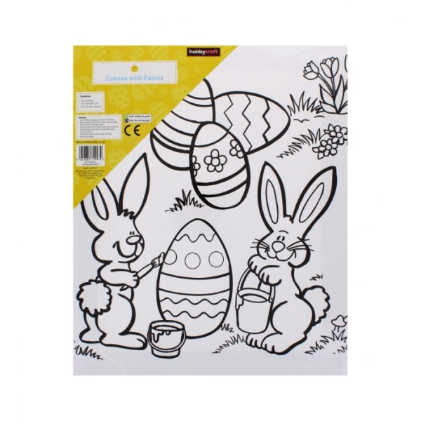 Easter Canvas Board W/ Paints & Brush 7 Pcs