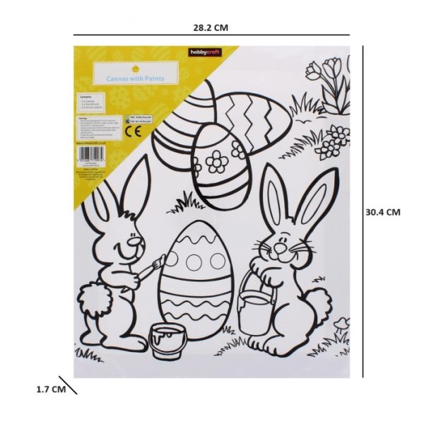 Easter Canvas Board W/ Paints & Brush 7 Pcs