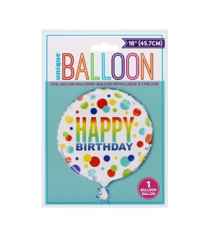 18in Foil Helium Polka Dot Birthday Balloon