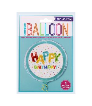 18in Foil Helium Colourful Confetti Birthday Balloon