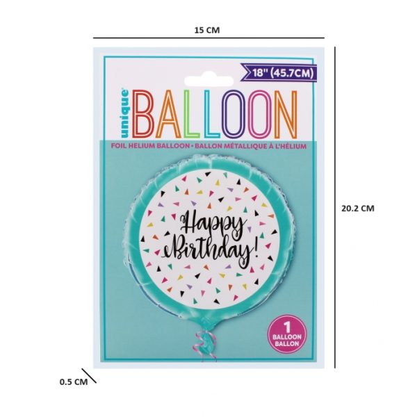 18in Foil Helium Confetti Birthday Balloon