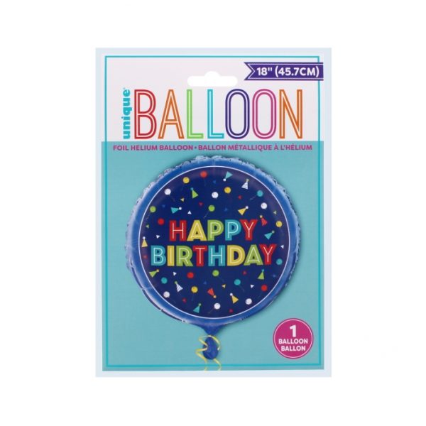 18in Foil Helium Birthday Balloon Blue