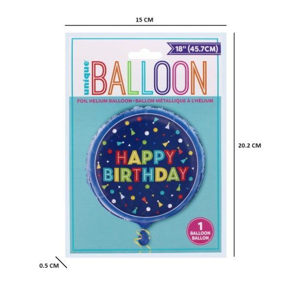 18in Foil Helium Birthday Balloon Blue