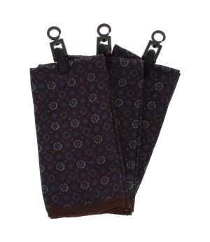 Men Handkerchief Brown Floral Wool