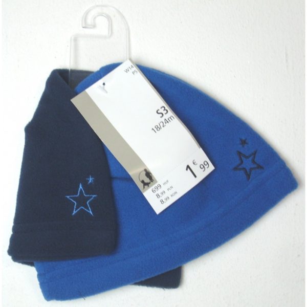 PACK OF 2 BABY FLEECE HAT S3 - BLUE