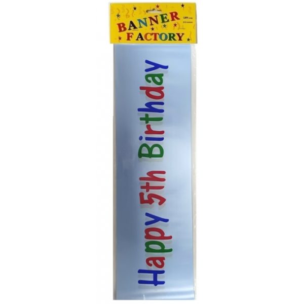 Happy 5Th Birthday Banner Blue With Card