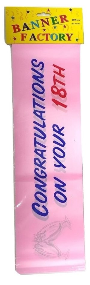 Congratulations On Your 18Th Pink Banner With Card