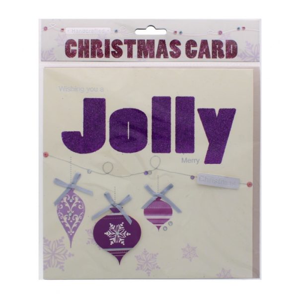 Handcrafted Card Heavily Glittered Jolly