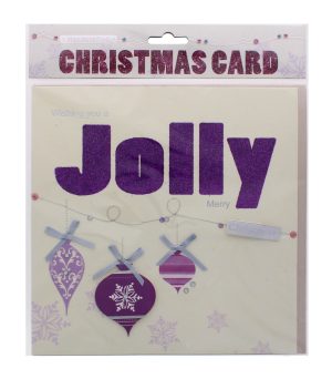Handcrafted Card Heavily Glittered Jolly