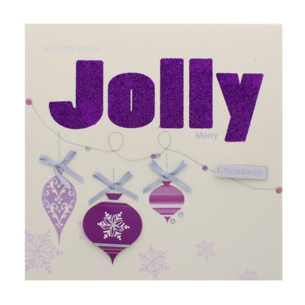 Handcrafted Card Heavily Glittered Jolly