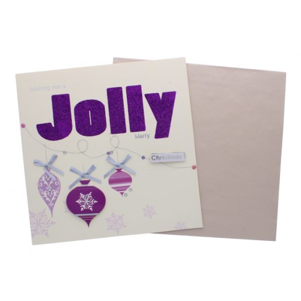 Handcrafted Card Heavily Glittered Jolly