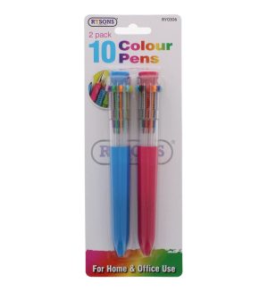 Ballpoint Pen 10 Colours Pack of 2