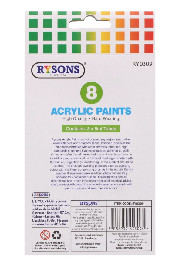 Acrylic Colour Paints Pack of 8