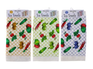 Velour Vegetables Printed Tea Towels PACK OF 3