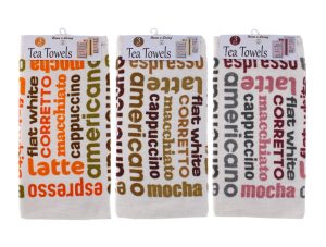 Velour Coffee Types Printed Tea Towels pack of 3