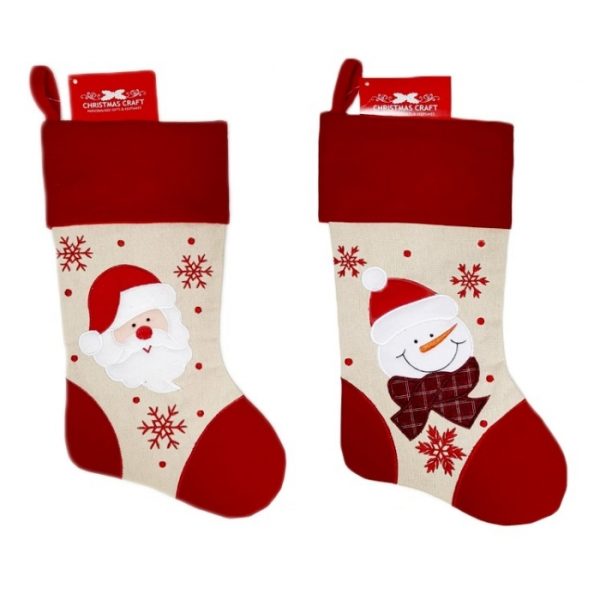 Christmas Craft Stocking Cream/Red