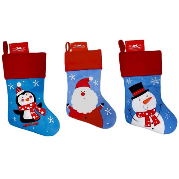 Christmas Craft Stocking Blue/Red