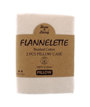 Flannelette 100% Brushed Cotton Pillow Cases pack of 2- Beige