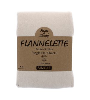 Flannelette 100% Brushed Cotton Single Flat Sheet- Beige