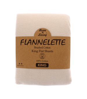 Flannelette 100% Brushed Cotton King Flat Sheet- Beige